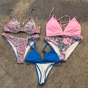 SHEIN Pink and Blue Bikini Set